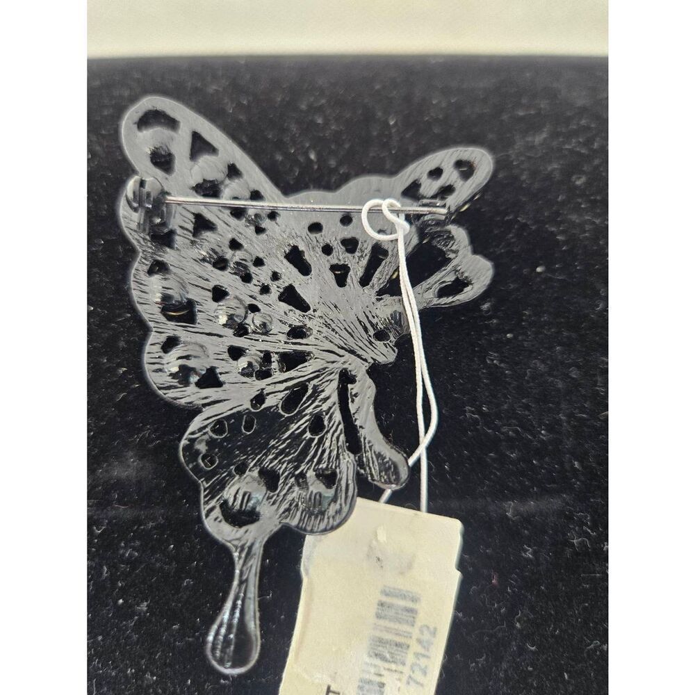 Laila Rowe Black/White Rhinestone Butterfly Brooch Pin - Picture 4 of 6